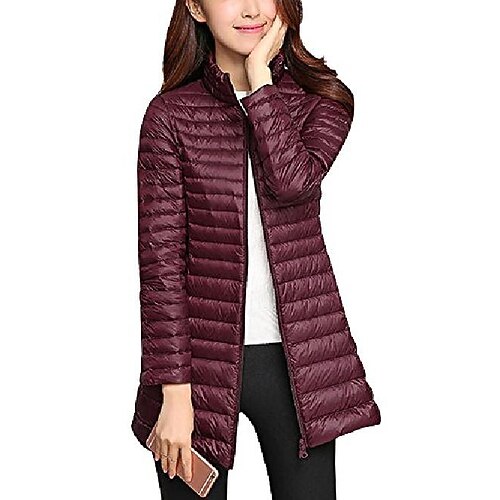 

Women's Puffer Jacket Winter Jacket Winter Coat Warm Comfortable Daily Wear Zipper Zipper Stand Collar Daily Casual Casual Daily Stripes Regular Fit Outerwear Sleeveless Winter Fall Wine Red Pink