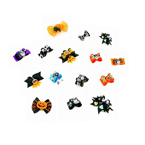 

Dog Cat Ornaments Hair Accessories Bowknot & Hair Bows Cute Solid Colored Fabric Rainbow 10pcs