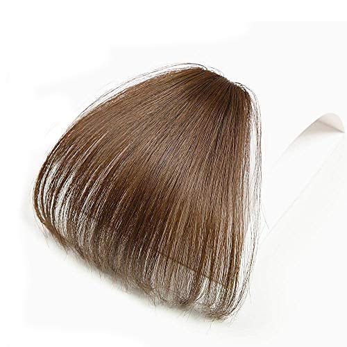 

clip in bangs synthetic hair extensions one piece in fringe natural flat air bangs for women (no temples, light brown)