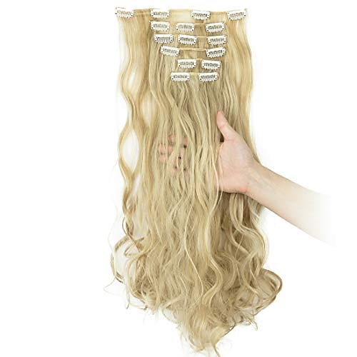 

clip in hair extensions 7pcs 16 clips curly wavy straight thick clip on synthetic hair extension hairpieces