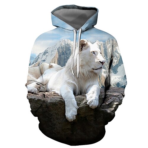 

Per uomo Felpa con cappuccio Felpa con cappuccio pullover Bianco Con cappuccio Pop art Animali Giornaliero Per uscire Stampa 3D Plus Size Essenziale Informale Abbigliamento Felpe con cappuccio Felpe