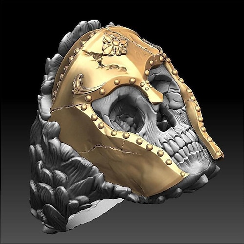 

1pc Band Ring Ring For Men's Anniversary Festival Copper Gold Plated Classic Skull