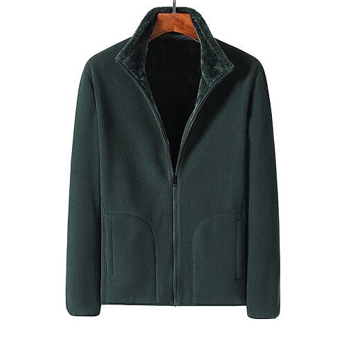 

Men's Hiking Fleece Jacket Winter Outdoor Solid Color Windproof Fleece Lining Warm Breathable Winter Fleece Jacket Full Length Visible Zipper Hunting Ski / Snowboard Fishing Dark Grey Green Black