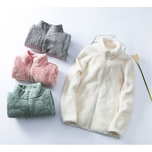 

Women's Hiking Fleece Jacket Winter Outdoor Solid Color Windproof Fleece Lining Warm Breathable Winter Fleece Jacket Full Length Visible Zipper Camping / Hiking Hunting Ski / Snowboard Dark Pink