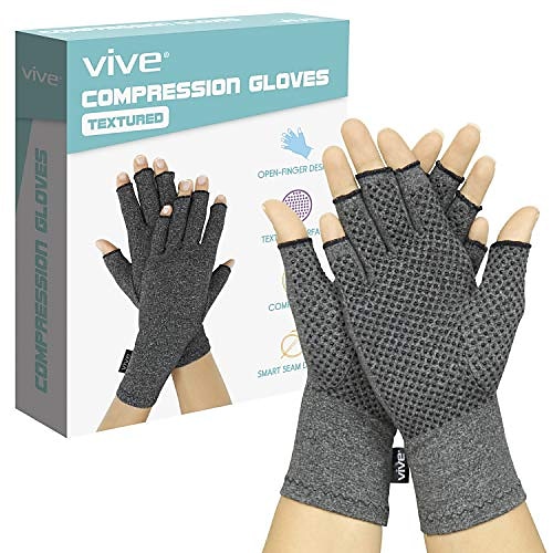 

Arthritis Gloves with Grips Men Women Textured Fingerless Compression Open Finger Hand Gloves for Rheumatoid and Osteoarthritis Arthritic Joint Pain Relief