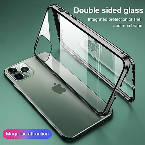 

Phone Case For Apple Magnetic Adsorption iPhone 14 Pro Max 13 12 11 Pro Max Mini X XR XS 8 7 Plus Full Body Protective Double Sided Anti-Scratch Transparent Tempered Glass Metal