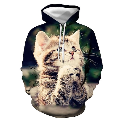 

Men's Hoodie Pullover Hoodie Sweatshirt White Hooded Graphic Animal Daily Going out 3D Print Basic Casual Clothing Apparel Hoodies Sweatshirts Long Sleeve