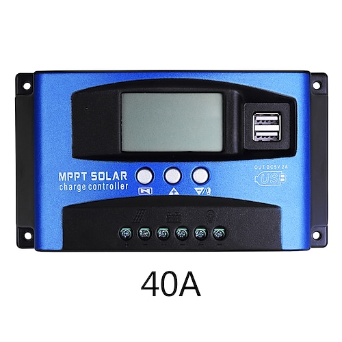 

40A MPPT Solar Charge Controller Dual USB LCD Display Auto Solar Cell Panel Charger Regulator Charge