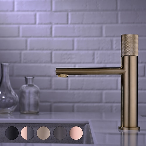 

Bathroom Sink Faucet - Black / Rose Gold / Brushed Gold / Brushed Gun Color / Black Rose Gold Wash Room Deck Mounted Brass Basin Faucet Centerset Single Handle One Hole Bath Taps Vanity Vessel Sink