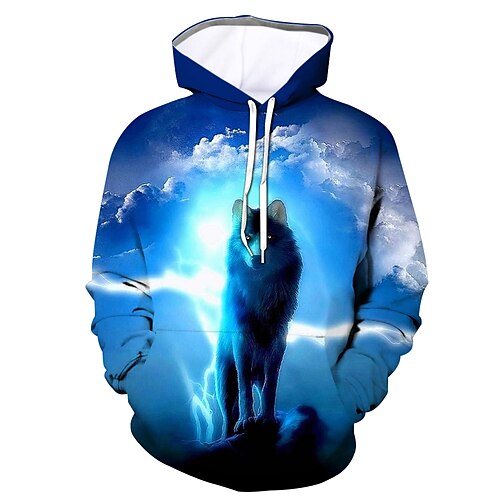 

Men's Hoodie Pullover Hoodie Sweatshirt Blue Hooded Graphic Animal Daily Going out 3D Print 3D Print Clothing Apparel Hoodies Sweatshirts Long Sleeve