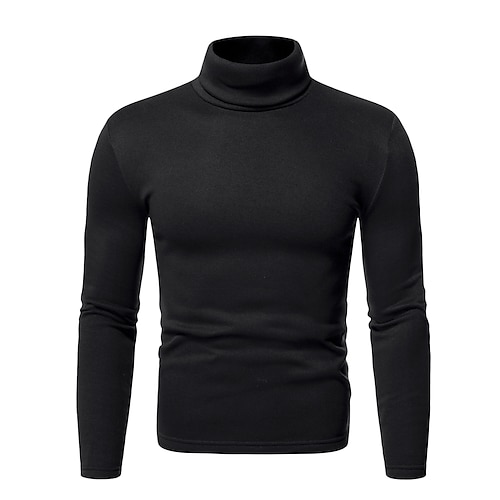 

Men's T shirt Tee Shirt Turtleneck shirt Solid Colored Rolled collar Wine Light gray Navy Blue White Black Going out Long Sleeve Clothing Apparel Cotton Essential