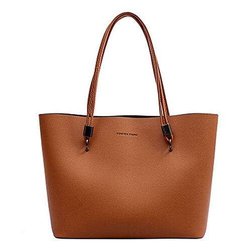 

Women's Tote Handbags Tote Top Handle Bag PU Leather Zipper Daily Wine Black Brown