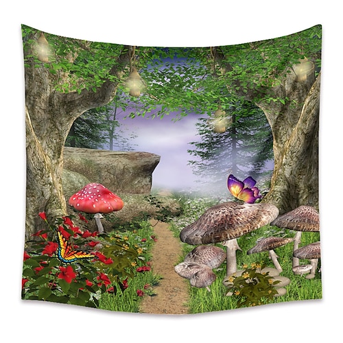 

Wall Tapestry Art Decor Blanket Curtain Picnic Tablecloth Hanging Home Bedroom Living Room Dorm Decoration Polyster Tree Mushroom Butterfly Path Views