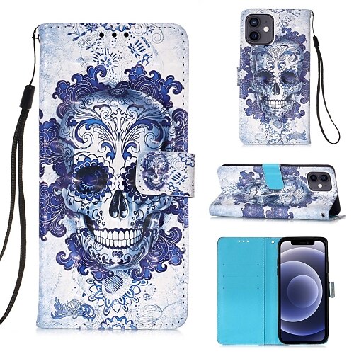 

Phone Case For Apple Full Body Case Leather Flip iPhone 13 12 Pro Max 11 SE 2020 X XR XS Max 8 7 Card Holder Flip Magnetic Skull PU Leather