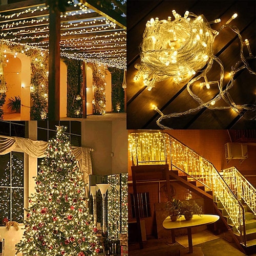  LED String Lights 800LEDs 400LEDs 300LEDs 200 LEDs 100 LEDs Plug in String Lights 8 Modes Waterproof Indoor Outdoor Christmas Tree Wedding Party Bedroom Decorations EU Plug 220-240V and US Plug 120V