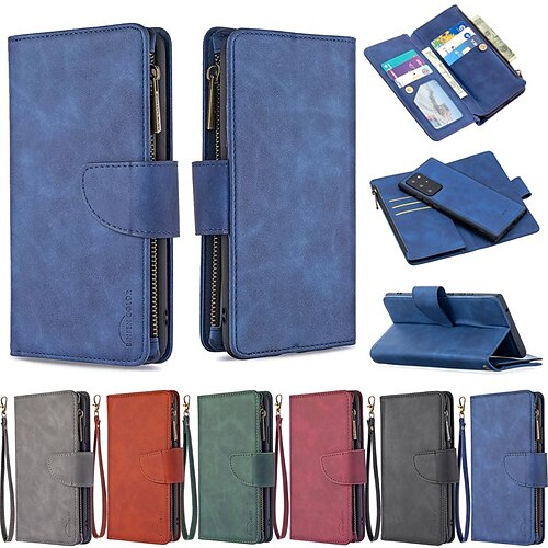 

telefon Etui Til Samsung Galaxy Tegnebogskortetui S22 S21 S20 Plus Ultra A32 A42 Note 20 10 Med stativ Vend Pung Helfarve Ensfarvet PU Læder