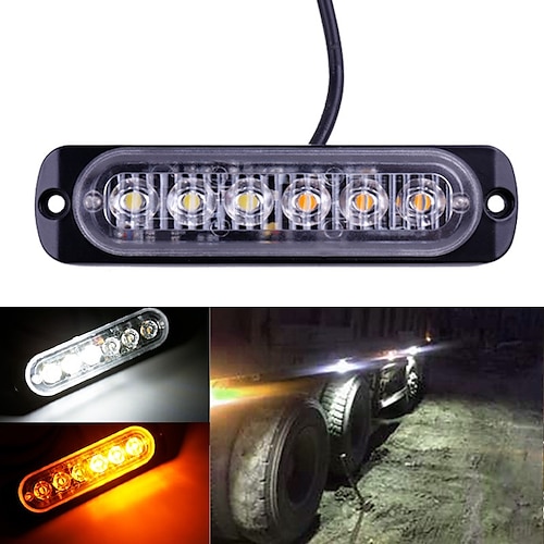 

1pcs 6LED Ambulance Light Trucks Strobe Warning Lamp Ultra-thin Car LED Side Marker Lights Police Flash Emergency Light 12-24V