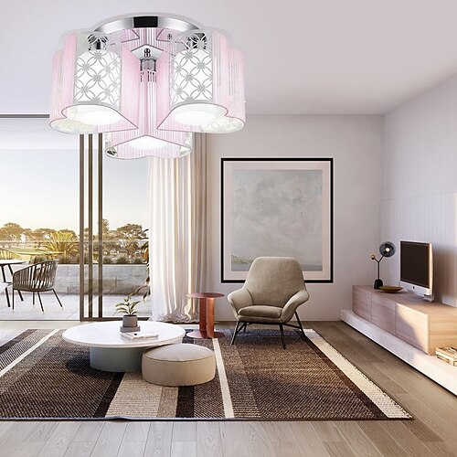 

Led Ceiling Light Pink Bedroom Lamp Romantic Heart Shape Simple Modern Flush Mount Children's Girl Lamp Fabric