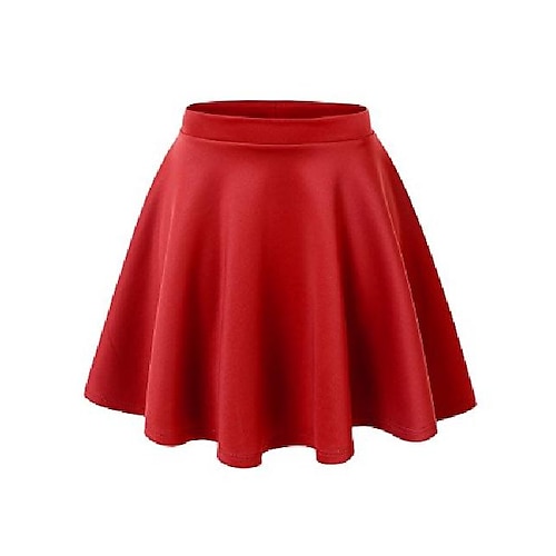 

womens basic versatile stretchy flared skater skirt 迷mini skirt black red M L XL