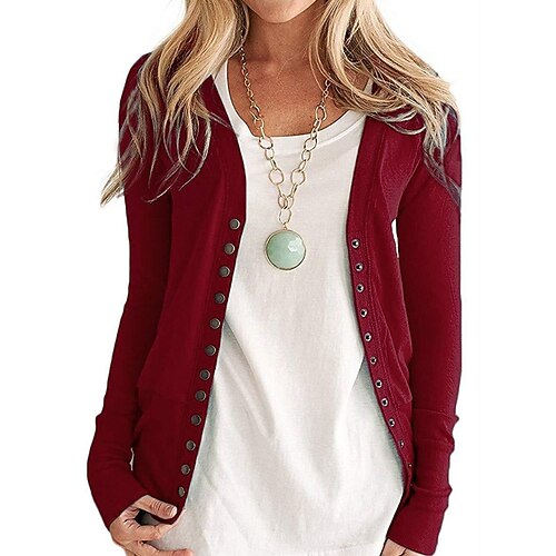 

Women's Cardigan Sweater Jumper Knit Knitted Thin Solid Color Open Front Stylish Basic Daily Going out Fall Spring Green Black S M L / Long Sleeve / Casual / Regular Fit