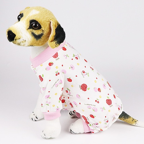 

cute yellow duck print cotton pet dog pajamas for small dogs small animals, medium white