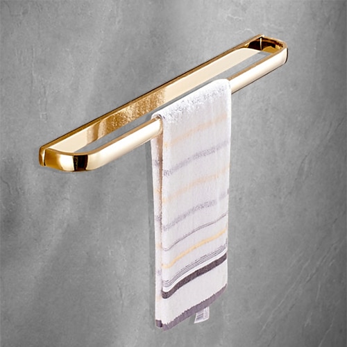 

Towel Bar Contemporary Polished Brass Material Bathroom Single Rod Wall Mounted Golden 1pc