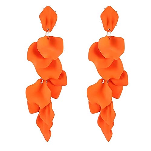 

long acrylic petal drop dangle earrings bohemian resin flower statement earrings for women girls valentine's day gifts