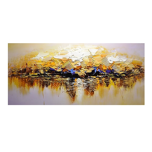 

Large Size Oil Painting 100% Handmade Hand Painted Wall Art On Canvas Abstract Golden Landscape Skyline Home Decoration Decor Rolled Canvas No Frame Unstretched