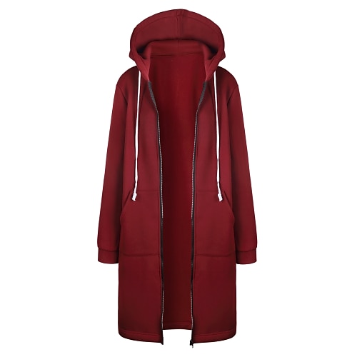 

Women's Hoodie Zip Hoodie Sweatshirt Pullover Active Streetwear Zip Up Black Blue Pink Solid Color Plain Daily Hooded Long Sleeve S M L XL XXL