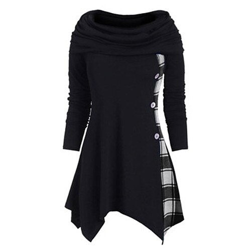

Women's Pullover Patchwork Asymmetric Print Black Blue Red Striped Daily Cowl Neck Long Sleeve M L XL 2XL