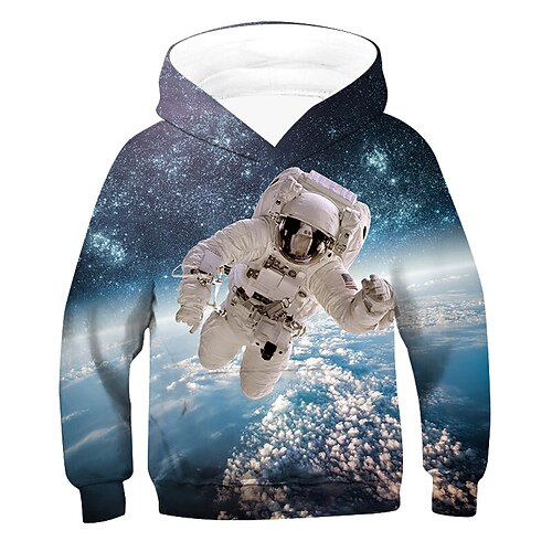 

Kids Boys 3D Print Long Sleeve Drawstring Active Light Blue