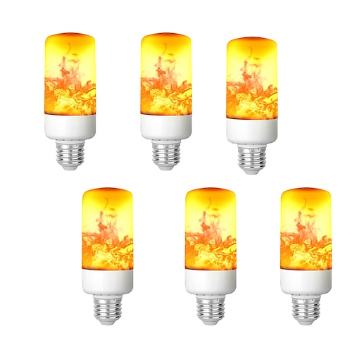 

LED Flame Effect Fire Light Bulb E26-E27 Base 4 Modes with Upside Down Effect Halloween Christmas Atmosphere Decoration 8W AC85-265V