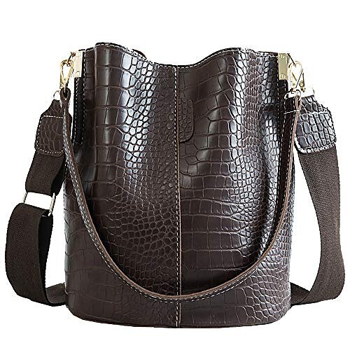 

women hobo bag tote shoulder purse bucket bag messenger handbags crossbody satchel with crocodile pattern, dark green