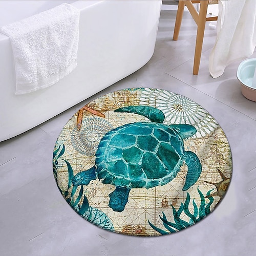 

Turtles In The Ocean Round Mat Carpet Door Mat Bedroom Living Room Carpet Study Room Carpet Kitchen Bathroom Anti-slip Mat 1pc