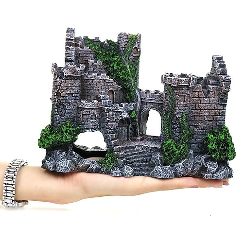 

Artificial Fish Tank Ancient Castle Decoration Aquarium Rock Cave Building Decoration Aquatic Landscaping Ornament