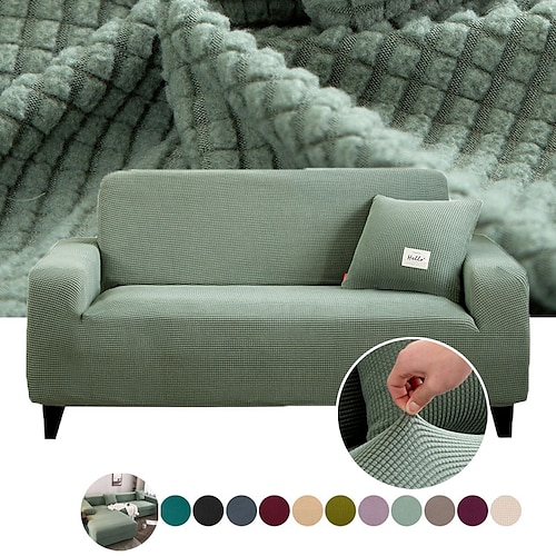 

Sofa Cover Slipcover Jacquard Elastic Sectional Couch Armchair Loveseat 4 or 4 or 3 Seater L Shape White Grey Black Plain Solid Color Soft Durable Washable