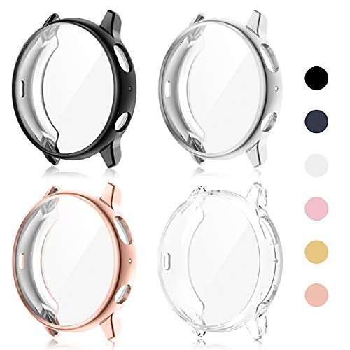 

4-pack screen protector case compatible with samsung galaxy watch active 2 40mm / 44mm, full coverage plated soft tpu case screen protective cover bumper for galaxy active 2 watch