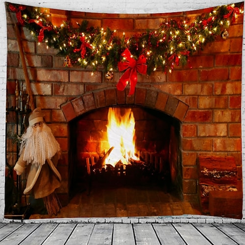 

Christmas Santa Claus Holiday Party Wall Tapestry Art Decor Photography Background Tablecloth Hanging Home Bedroom Living Room Dorm Decoration Fireplace Gift