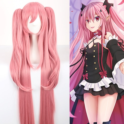 

Ponytail Wig Seraph of the End Krul Tepes Cosplay Wigs Women's With 2 Ponytails 30 inch Heat Resistant Fiber Straight Pink Teen Adults' Anime Wig