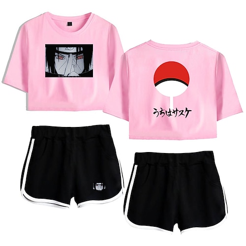 

Inspired by Naruto Cosplay Akatsuki Uchiha Outfits Crop Top Pure Cotton Print Printing Harajuku Graphic Shorts For Women's