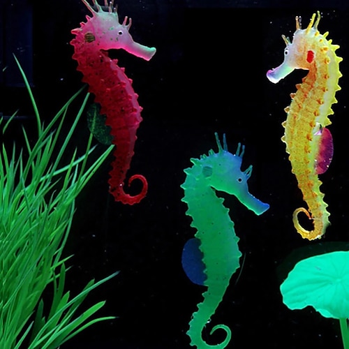

3pcs Cute Environmental friendly Luminous Sea Horse Hippocampus Aquarium silicone Fish Tank Decoration
