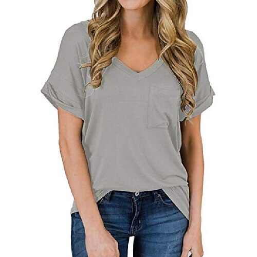 

women's short sleeve v-neck shirts loose casual tee t-shirt