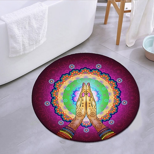 

Mandala Round Mat Carpet Door Mat Bedroom Living Room Carpet Study Room Carpet Kitchen Bathroom Anti-slip Mat