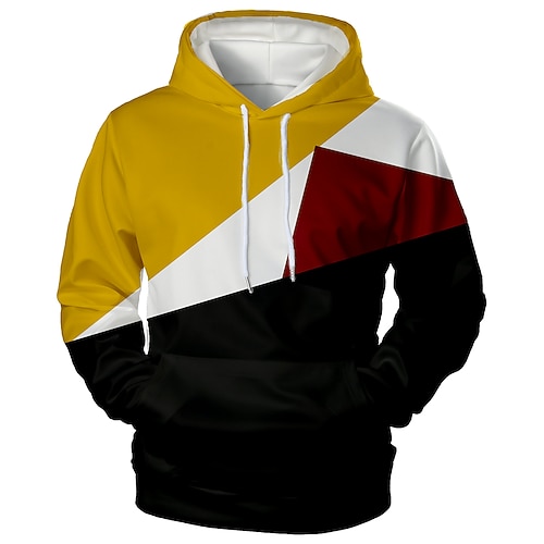 

Men's Hoodie Pullover Hoodie Sweatshirt Yellow Hooded Graphic 3D Daily 3D Print 3D Print Clothing Apparel Hoodies Sweatshirts Long Sleeve