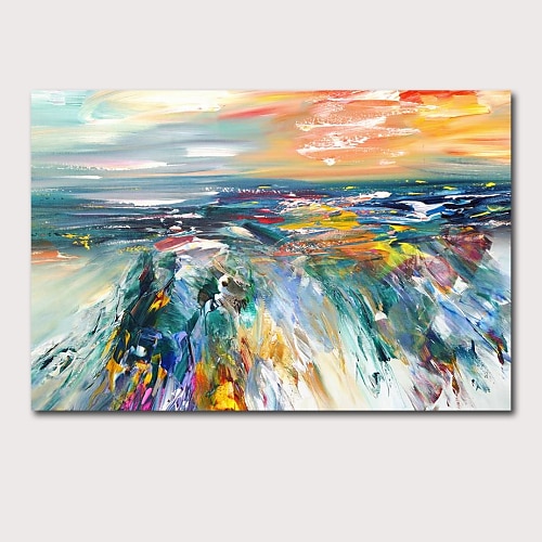 

Oil Painting Hand Painted - Abstract Landscape Contemporary Modern Stretched Canvas