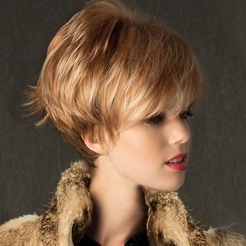 

Synthetic Wig Loose Curl Bob Asymmetrical Wig Blonde Short Brown Blonde Synthetic Hair Women's Fashionable Design Exquisite Fluffy Blonde Brown