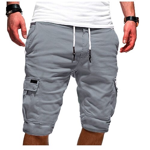 cargoshorts voor heren elastische taille casual shorts voor heren halflange  broek katoenen taille met trekkoord knielange broek met zakken groot  lang-groen-m 2021 - US $17.84