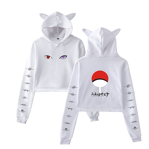 

Naruto Cosplay Akatsuki Uchiha Sudadera con capucha corta Animé Dibujos Estampado Estampado Harajuku Gráfico Top corto Para Mujer Adulto Mezcla de Poliéster y Algodón