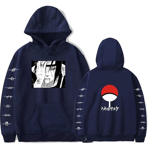 

Naruto Cosplay Akatsuki Uchiha Itachi Hoodie Anime Cartoon Print Printing Harajuku Graphic Hoodie For Men's Women's Adults' Polyester / Cotton Blend