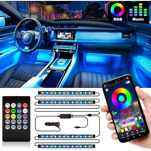 

RGB Car LED Interior Optical Acrylic Strip 12V Decorative Ambient Light APP Sound Control Standalone Connection Unit Atmosphere Lamp